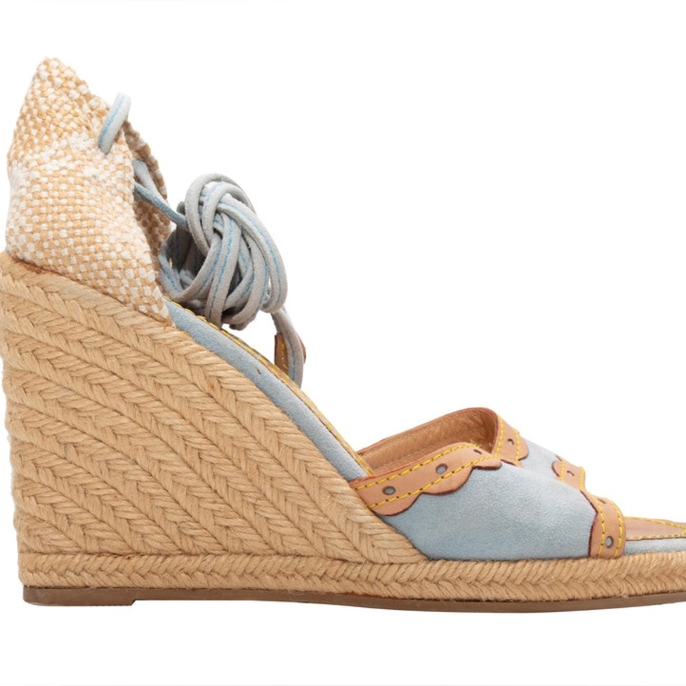 LOUIS VUITTON LACE-UP ESPADRILLE WEDGES SIZE 39.5